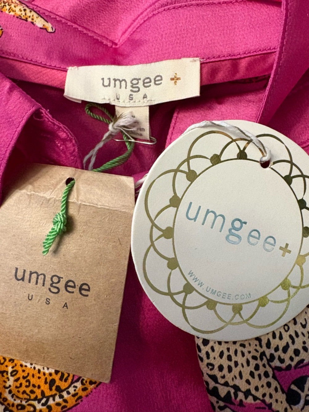 Umgee Hot Pink Satin Leopard Shirt Dress Size 1XL NWT - Picture 7 of 7